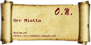 Orr Mietta névjegykártya